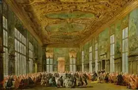 Guardi, Francesco: Doge Alvise Mocenigo IV (1701-78) Giving a Banquet for the Ambassadors, 1776-78