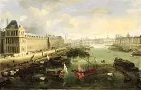 French school (17th century): The Seine Viewed with the Pont Neuf, the Louvre and the College Mazarin
