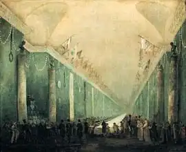 Robert, Hubert: Banquet Given for Napoleon Bonaparte (1769-1821) in the Grande Galerie of the Louvre, 20th December 1797