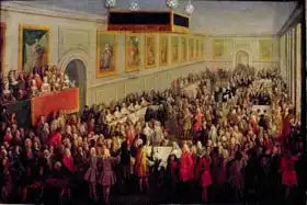 Martin, Pierre-Denis: Feast given after the Coronation of Louis XV (1710-74) at the Palais Archiepiscopal in Rheims, 25th October 1722