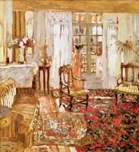 Vuillard, Edouard: Interior with a Woman in Yellow in Front of a Window