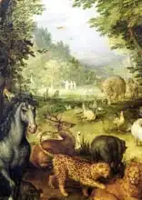 Brueghel, Jan, the elder: Earth, or The Earthly Paradise, detail of animals, 1607-08
