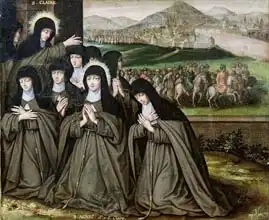 French school (17th century): St. Claire with her Sister, Agnes and Nuns