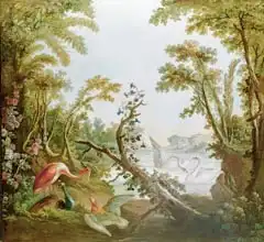 Boucher, Francois: Lake with swans, a flamingo and various birds, from the salon of Gilles Demarteau, c.1750-65