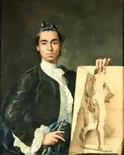 Meléndez, Luis: Self Portrait Holding a Nude Study