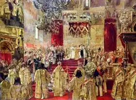 Gervex, Henri: Study for the Coronation of Tsar Nicholas II (1868-1918) and Tsarina Alexandra (1872-1918) at the Church of the Assumption, Moscow, 14th may 1896