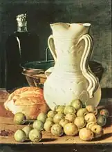 Meléndez, Luis: Still Life with bread, greengages and pitcher
