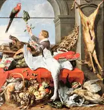 Snyders or Snijders, Frans: Interior of an office, or still life with game, poultry and fruit