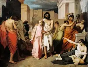 Jalabert, Charles Francois: Oedipus and Antigone or The Plague of Thebes