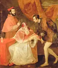 Tizian: Pope Paul III (1468-1549) and his Nephews