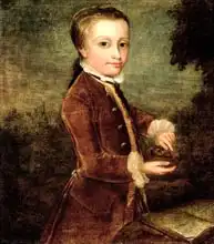 Zoffany, Joseph Johan: Portrait of Wolfgang Amadeus Mozart (1756-91) aged eight, holding a bird