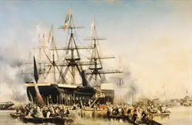 Isabey, Louis Eugene Gabriel: King Louis-Philippe (1830-48) Disembarking at Portsmouth, 8th October 1844