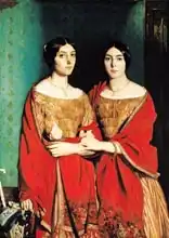 Chassériau, Théodore: The Two Sisters, or Mesdemoiselles Chasseriau: Marie-Antoinette-Adele (1810-69) and Genevieve (Aline) (1822-71) sisters of the artist