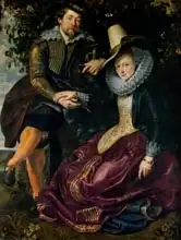 Rubens, Peter Paul: Self portrait with Isabella Brandt, his first wife, in the honeysuckle bower