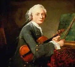 Chardin, Jean-Siméon: Young Man with a Violin, or Portrait of Charles Theodose Godefroy (1718-96)