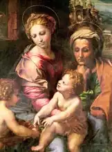Raphael: The Holy Family (or The Pearl), detail: the Virgin, Saint Elizabeth and Child
