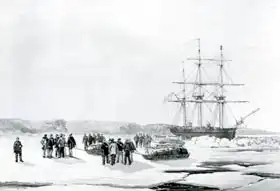 English school (19th century): Sledge Party leaving HMS Investigator in Mercy Bay, Under command of Lieutenant Gurney Creswell
