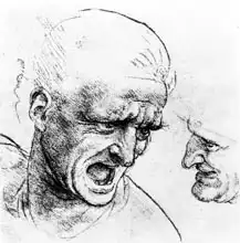 Vinci, Leonardo: Studies for the heads of two soldiers in 