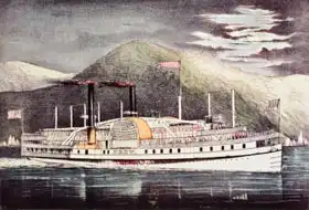 American school (19th century): Steamer Drew, published by Nathaniel Currier (1813-88) and James Merritt Ives (1824-95)