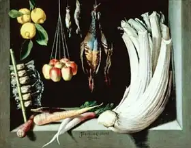 Sanchez Cotan, Juan: Still life with dead birds, fruit and vegetables