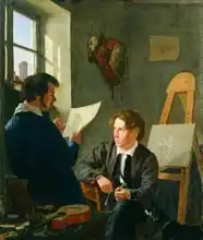 Kauffmann, Hermann: Hermann Kauffmann and Georg Haeselich (1806-94) in Kauffmanns Munich Studio