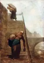 Daumier, Honore: Washerwomen on the Steps of the Quay, 1850-52