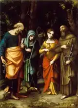 Correggio,: Saints Peter, Martha, Mary Magdalen, and Leonard, c.1515-7