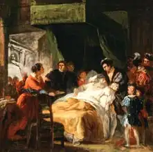 Menageot, Francois Guillaume: The Death of Leonardo da Vinci in the Arms of Francois I