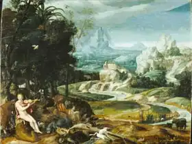 Flemish school (16th century): Landscape with Orpheus