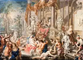 Platzer, Johann Georg: Fountain scene in front of a palace