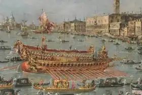 Guardi, Francesco: The Bucintoro Festival of Venice. The Bacino di S. Marco with the 