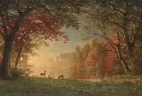 Bierstadt, Albert: Indian Sunset: Deer by a Lake, c.1880-90