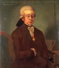 Austrian school (18th century): Portrait of Wolfgang Amadeus Mozart (1756-91) wearing the Order of the Golden Spur