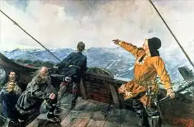 Krohg, Christian: Leif Erikson (10th century) sights land in America