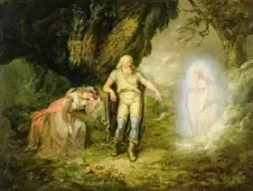 English school (18th century): Miranda, Prospero and Ariel, from 