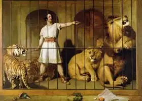 Landseer, Edwin: Portrait of Mr Van Amburgh as he Appeared with his Animals at the London Theatre