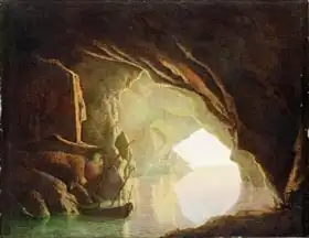 Wright, Joseph: A Grotto in the Gulf of Salerno, Sunset, c.1780-1