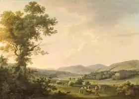 Ashford, William: Landscape with Haymakers and a Distant View of a Georgian House
