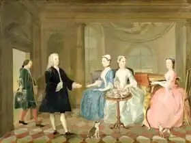 English school (18th century): A Family Being Served with Tea, c.1740-45