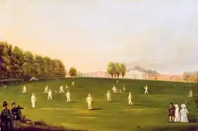English school (19th century): First Grand Match of cricket played by members of the Royal Amateur Society on Hampton Court Green, 3rd August 1836