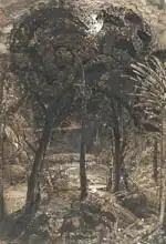 Palmer, Samuel: A moonlit scene with a winding river