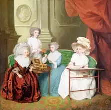 English school (18th century): Lady Jane Mathew and her Daughters