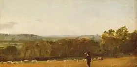 Constable, John: A Shepherd in a Landscape looking across Dedham Vale towards Langham