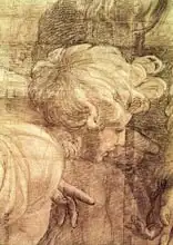Raphael: The School of Athens, detail of the cartoon depicting a young man